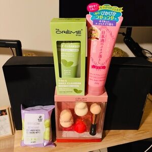 Pink & Beige Makeup Sponge Set with Brush